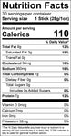 Image of the Nutrition Fact Panel for Thrushwood Farms Bacon Snack Sticks made with pork