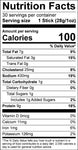 Image of the Nutrition Fact Panel for the Thrushwood Farms Original Beef Stick