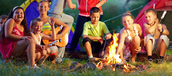Image of a group of kids around a camp fire. 